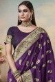 Luring Purple Banarasi raw silk Saree