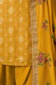 Mustard yellow Jacquard and silk Sharara Suit