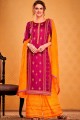 Dark pink Cotton and silk Palazzo Suit