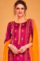 Dark pink Cotton and silk Palazzo Suit
