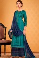 Blue Cotton and silk Palazzo Suit