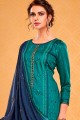 Blue Cotton and silk Palazzo Suit