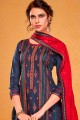 Navy blue Cotton and silk Palazzo Suit