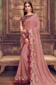 Dusty pink Georgette and silk  Party Wear Saree