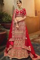 Alluring Red Velvet Bridal Lehenga Choli