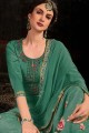Sea green Cotton and satin Patiala Suit