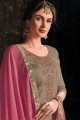 Sand grey Cotton and satin Patiala Suit