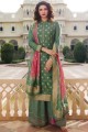 Light green Jacquard and silk Palazzo Suit