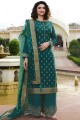 Blue Jacquard and silk Palazzo Suit
