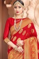 Admirable Red Art silk Banarasi Saree