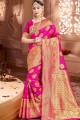 Rani pink Art silk Banarasi Saree
