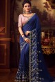 Royal blue Silk  Party Wear Saree