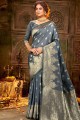 Indian Ethnic Grey Art silk Banarasi Saree
