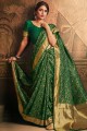 Dark green Art silk  Banarasi Saree