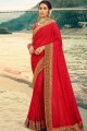 Stunning Red Jacquard and silk Saree