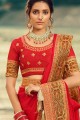 Stunning Red Jacquard and silk Saree