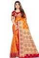 Stunning Orange Art silk saree