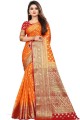 Glorious Orange Art silk saree