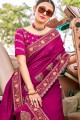 Magenta pink Silk  saree