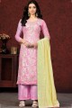 Salwar Kameez in Light pink Cotton with Weaving
