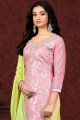 Salwar Kameez in Light pink Cotton with Weaving