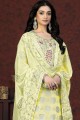 Banarsi jacquard Embroidered Yellow Salwar Kameez with Dupatta