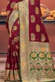 Banarasi silk Banarasi Saree with Weaving in Maroon