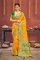Banarasi silk Weaving Banarasi Saree Yellow with Blouse