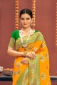 Banarasi silk Weaving Banarasi Saree Yellow with Blouse