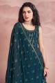 Rama blue Sharara Suit in Georgette with Embroidered