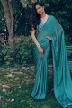 Art silk Saree with Lace border in Teal