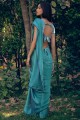 Art silk Saree with Lace border in Teal