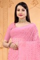 Georgette Party Wear Saree with Sequins in Pink