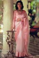 Pink Organza Saree with Weaving