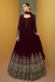 Georgette Embroidered Maroon Anarkali Suit with Dupatta