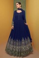 Embroidered Georgette Blue Anarkali Suit with Dupatta