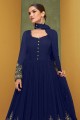 Embroidered Georgette Blue Anarkali Suit with Dupatta