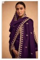 Purple Georgette Palazzo Suit with Embroidered