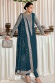 Aqua blue  Embroidered Georgette Anarkali Suit