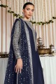 Blue Anarkali Georgette Suit in Embroidered