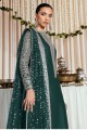 Anarkali Suit Green in Georgette with Embroidered