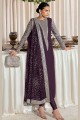Georgette Purple Embroidered Anarkali Suit with Dupatta