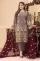 Beige Salwar Kameez in Georgette with Embroidered