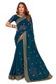 Morpeach  Georgette Party Wear Saree with Thread,embroidered,lace border