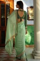 Art silk Saree in Green with Weaving,lace border