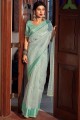 Saree in Green Weaving Organza