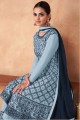 Embroidered Palazzo Suit in Sky blue Georgette