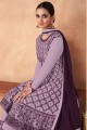 Georgette Palazzo Suit in Lavender with Embroidered