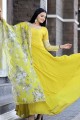 Yellow Gown Dress in Embroidered Georgette