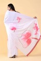 Silk Pink,white Saree in Digital print